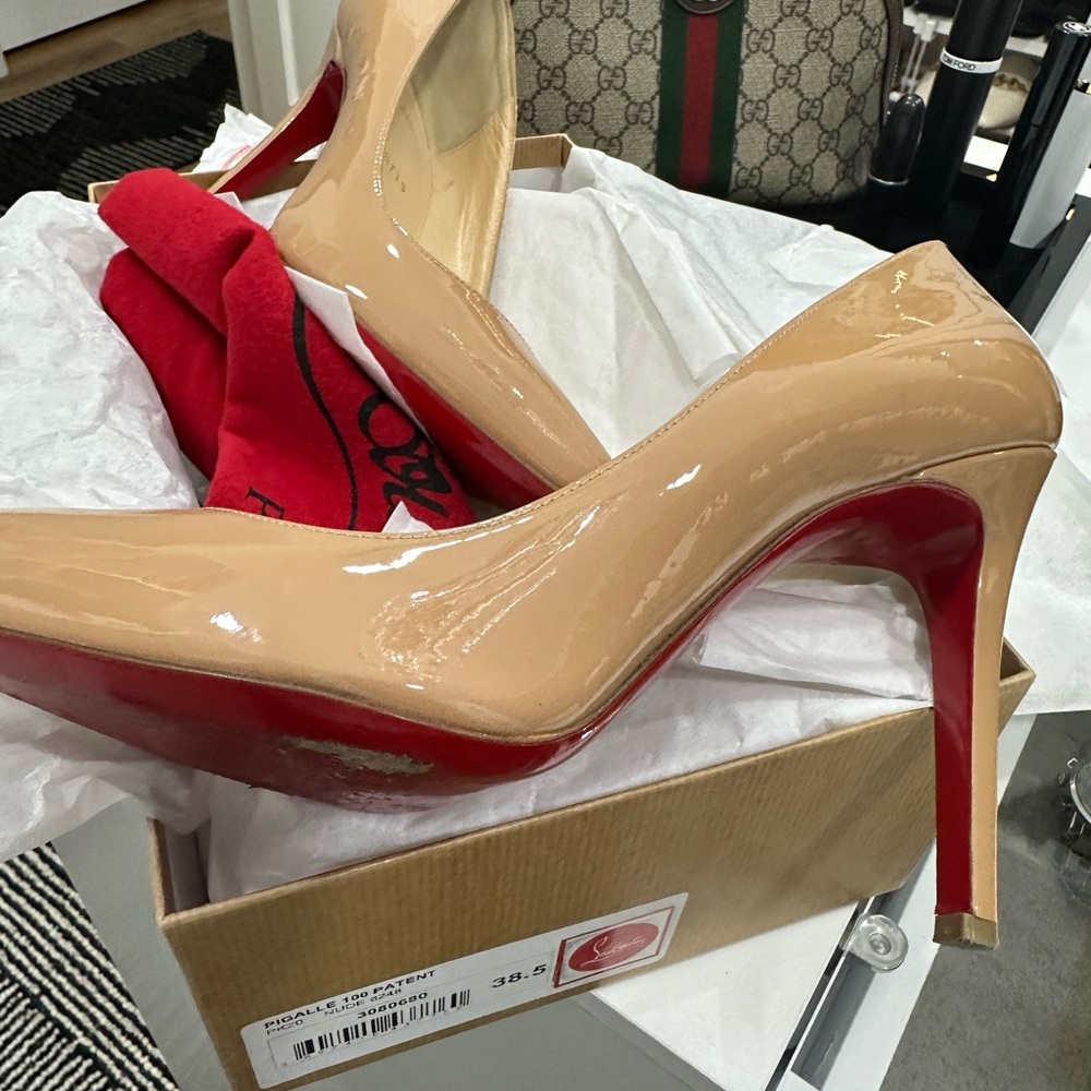 Elegant Nude Patent Leather Pumps